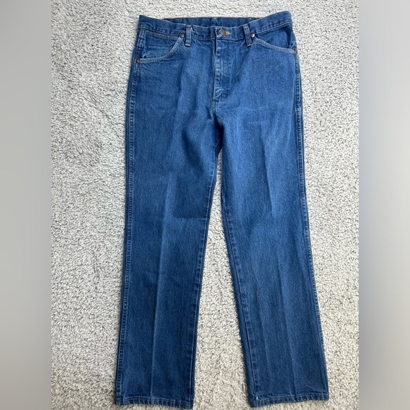 Wrangler Jeans Mens 35 x 32 Cowboy Cut Dark Wash Style 936PWD 100% Cotton Rodeo - Picture 1 of 4
